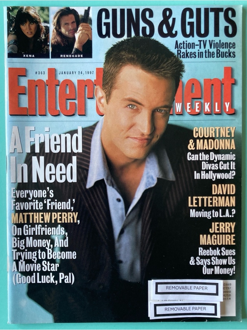 Entertainment Weekly Magazine Matthew Perry Friends JANUARY 24 1997 Label Attach